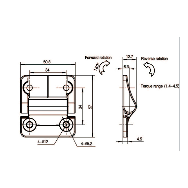 ফ্ল্যাট মাউন্ট করা স্যাঁতসেঁতে কবজা-B2222-1;2
