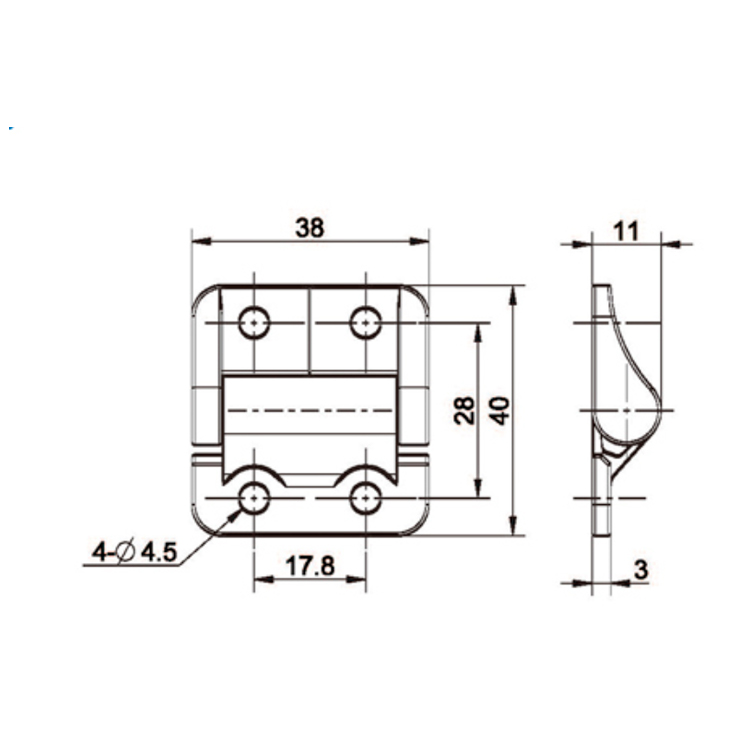 ফ্ল্যাট মাউন্ট করা স্যাঁতসেঁতে কবজা-B2222-3;4