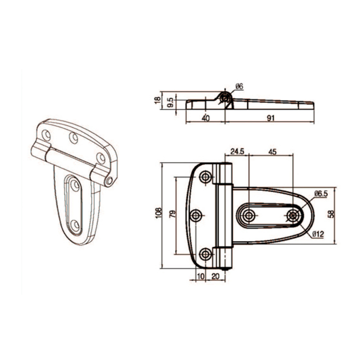 পা ফ্ল্যাট কবজা-B2226-1